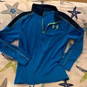 Under Armour YL blue-green quarter-zip heatgear long-sleeved tee, rarely used
